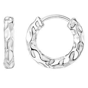 14K White Gold Plated Chunky Huggie Hoop Earrings